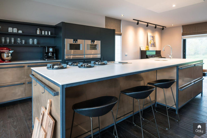 Keuken in brons en blauwstaal-Fred Constant-alle,Projecten-OBLY