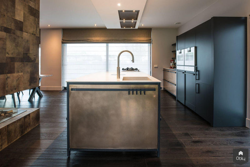 Keuken in brons en blauwstaal-Fred Constant-alle,Projecten-OBLY