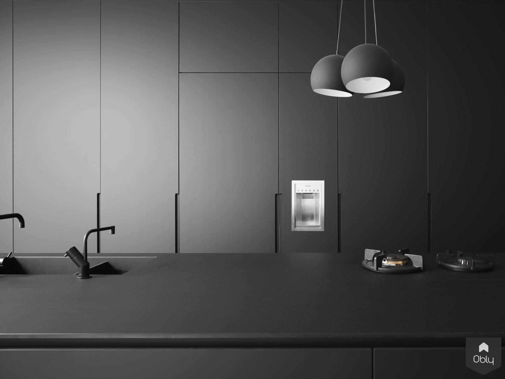 Keuken matt zwart modern-Studio Niels-alle,Clubby sfeer,Keuken,Luxe materialen,Mat zwarte keuken,Monochroom design-Keuken matt zwart modern | OBLY.com-OBLY