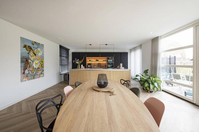Keuken met mat zwarte hoge kastenwand-Ergoform-alle,Keuken,Woonkamer- Keuken met mat zwarte hoge kastenwand -OBLY