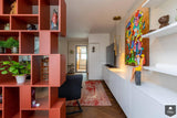 Kleurrijke woonkamer met roomdivider-Aangenaam Interieuradvies-alle, Woonkamer-Kleurrijke woonkamer met roomdivider | OBLY.com-OBLY
