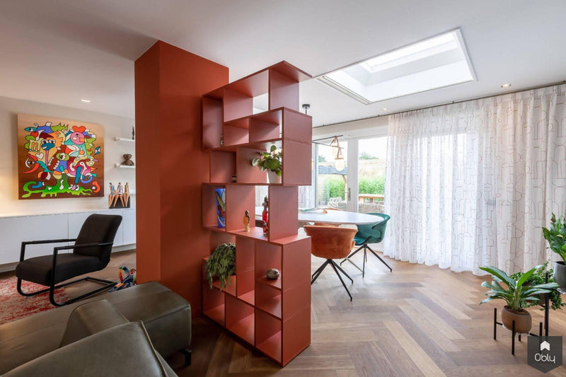 Kleurrijke woonkamer met roomdivider-Aangenaam Interieuradvies-alle,Woonkamer-Kleurrijke woonkamer met roomdivider | OBLY.com-OBLY