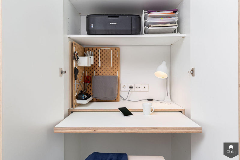 Maatwerk kast van berken multiplex en eiken fineer-Studio Jasper-alle,Entree hal trap-OBLY