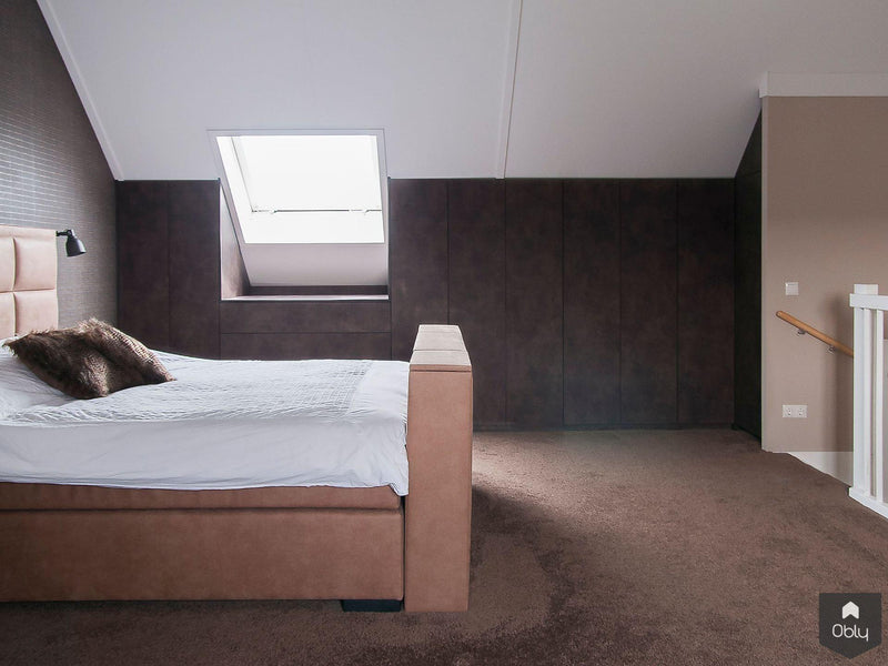 Maatwerk kastenwand met warm leren fronten-Zijlmans Maatwerk-alle,Slaapkamer-OBLY