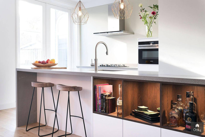 Mat witte keuken met geïntegreerd dressoir-Kitchenstudio-alle,Keuken-Mat witte keuken met geïntegreerd dressoir | OBLY.com-OBLY
