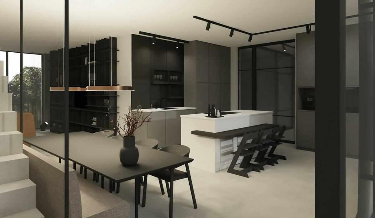 Modern appartement met zichtlijnen-NIRA | designing interior life-Eetkamer,Interieur,Keuken,Minimalistisch interieur,Neutrale kleuren,Woonkamer,Zichtlijnen-Modern appartement met zichtlijnen-OBLY