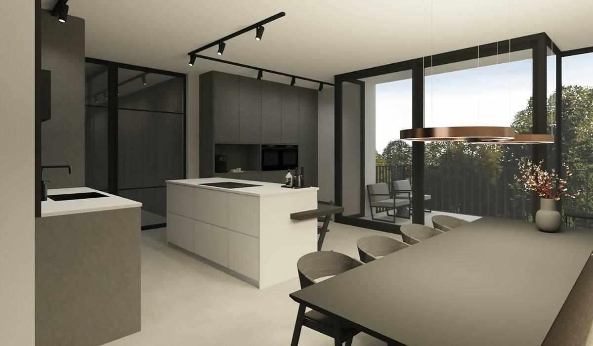 Modern appartement met zichtlijnen-NIRA | designing interior life-Eetkamer,Interieur,Keuken,Minimalistisch interieur,Neutrale kleuren,Woonkamer,Zichtlijnen-Modern appartement met zichtlijnen-OBLY