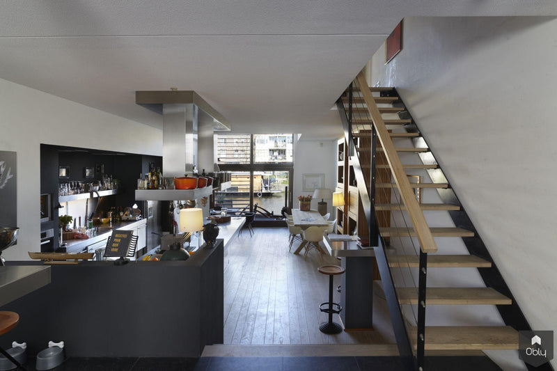 Modern pakhuis Amsterdam-HOYT Architecten & Bouwmanagers-alle,Woonkamer-OBLY