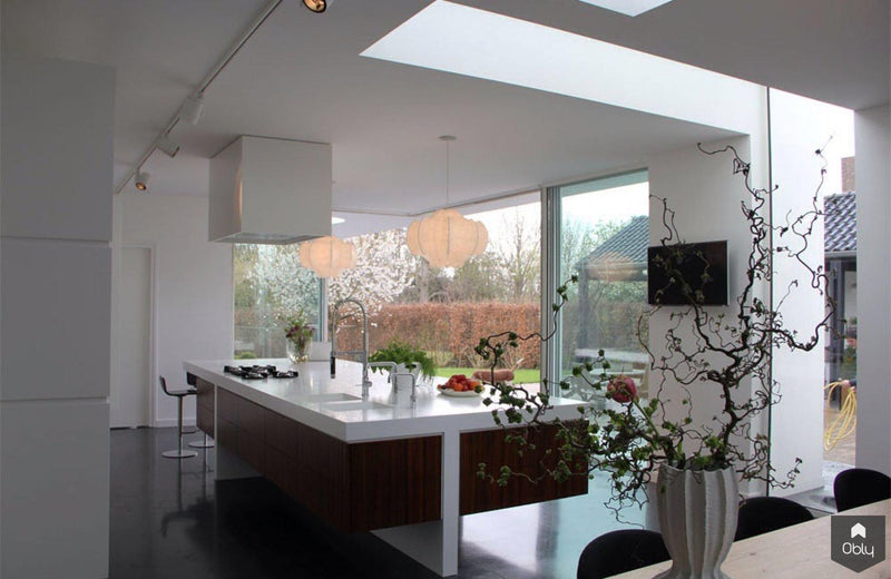 Moderne keukenuitbouw openschuivende hoekpui-KELLER minimal windows® by Kumasol-Aanbouw, alle-OBLY
