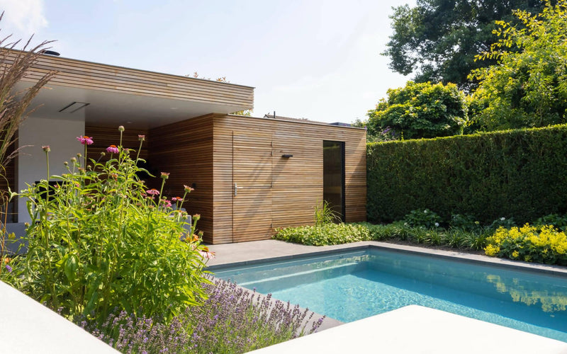 Moderne tuin met zwembad poolhouse en sauna-Stoop Tuinen-modern, Tuin-Moderne tuin met poolhouse-OBLY