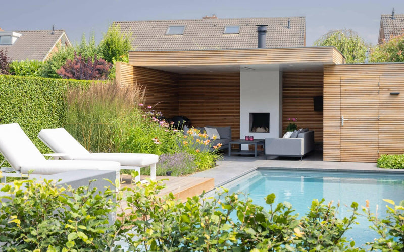 Moderne tuin met zwembad poolhouse en sauna-Stoop Tuinen-modern,Tuin-Moderne tuin met poolhouse-OBLY