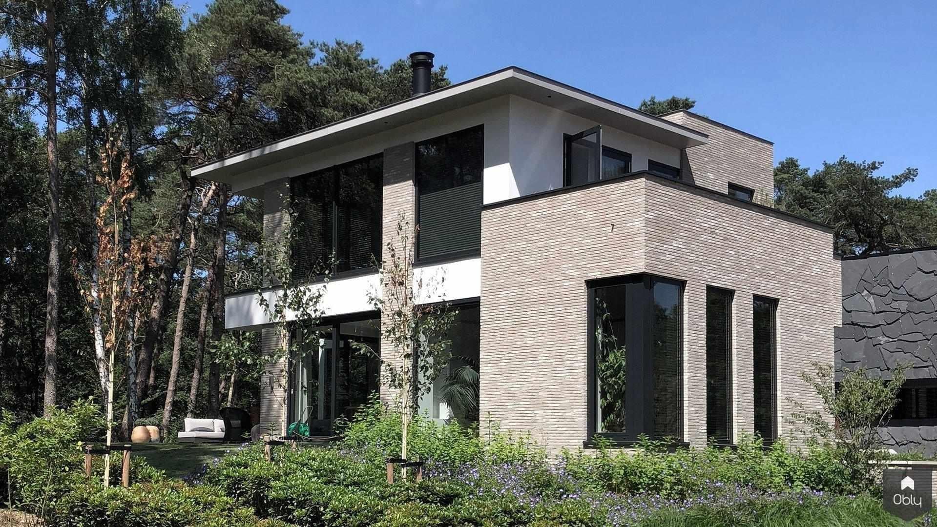 Ontwerp vrijstaande woning in bos-DdP-Architectuur-alle,Exterieur vrijstaand,keuken met veel licht,lichte woonkamer,moderne keuken,open keuken woonkamer,woonkamer met uitzicht-OBLY