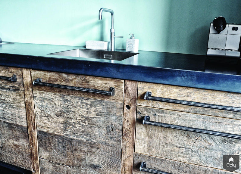 Oud eiken keuken industrie stijl met blauwstalen werkblad-Restyle-XL-alle,Keuken-OBLY