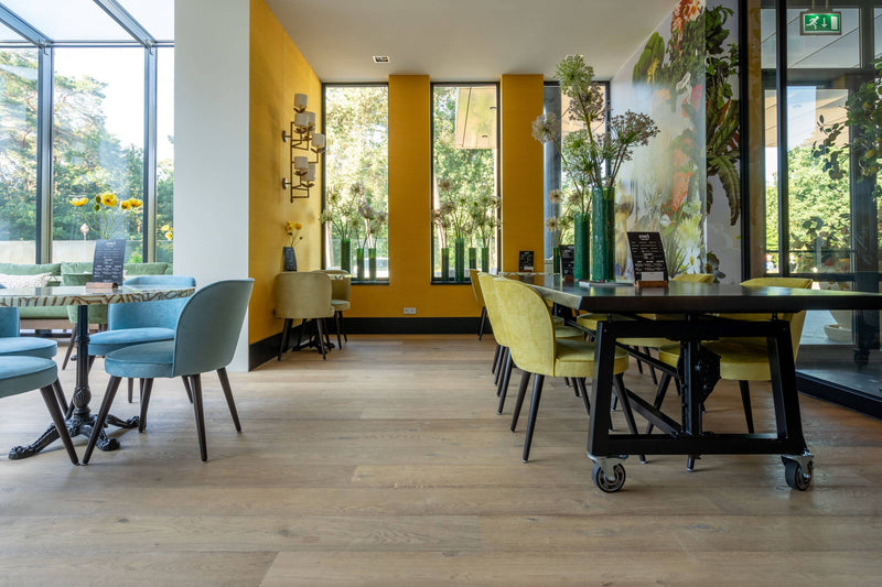 Parketvloer rustiek eiken-Vloerenhuis Amsterdam-Eetkamer-Rustiek eiken parketvloer-OBLY