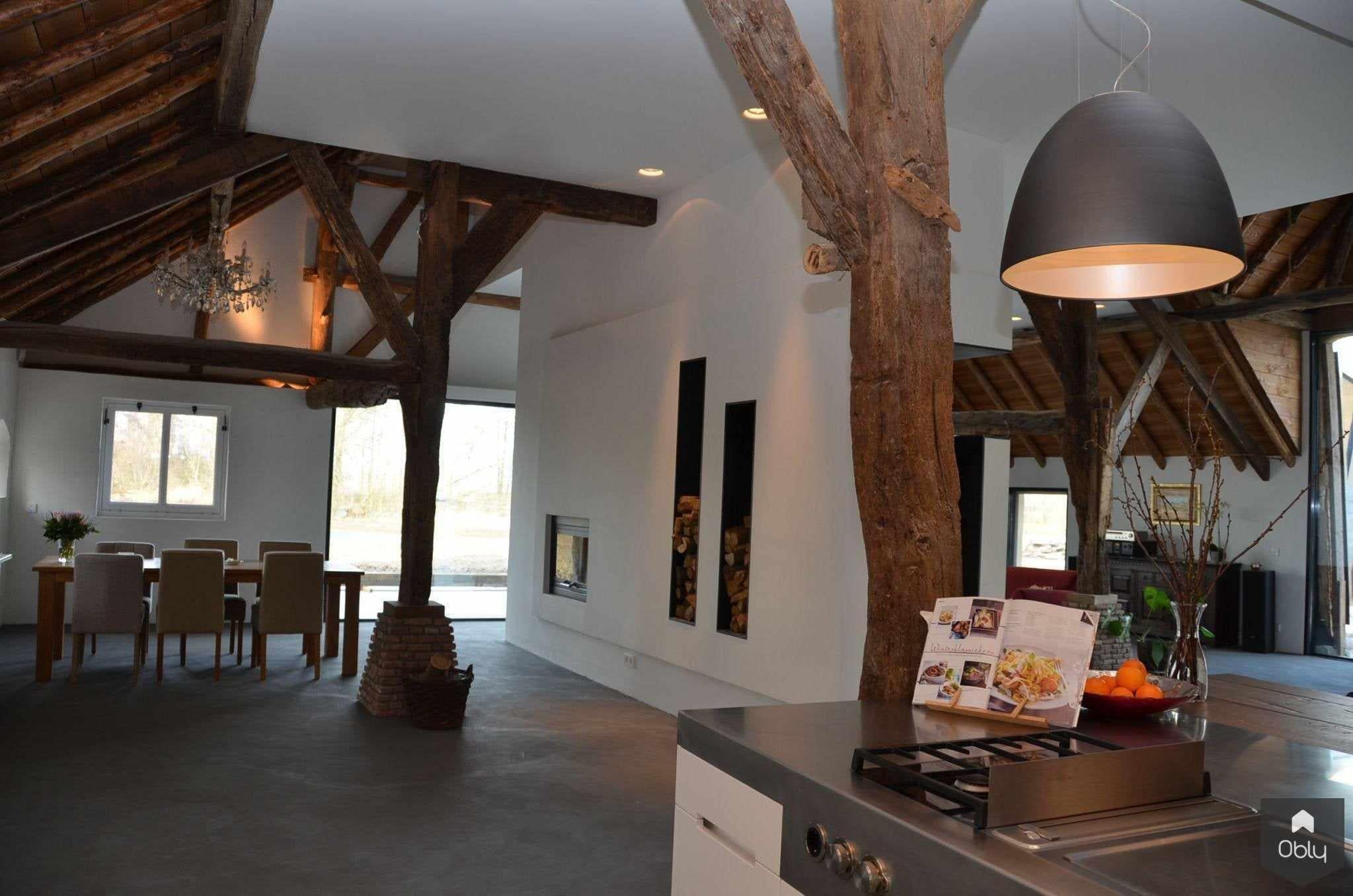 Restauratie rijksmonumentale boerderij - interieur-Architectenbureau Drijvers Oisterwijk B.V.-alle,bakstenen muur,historisch interieur,houten balken,Keuken,landelijke stijl,restauratie interieur,rijksmonumentale boerderij,Woonkamer-OBLY