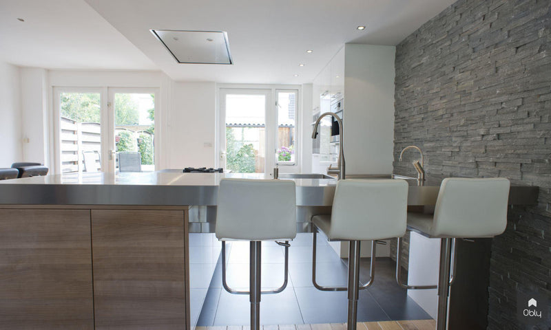 Ruime woonkeuken met Rvs werkblad cq. barblad-Keukenarchitectuur Midden Brabant-alle,Keuken-OBLY