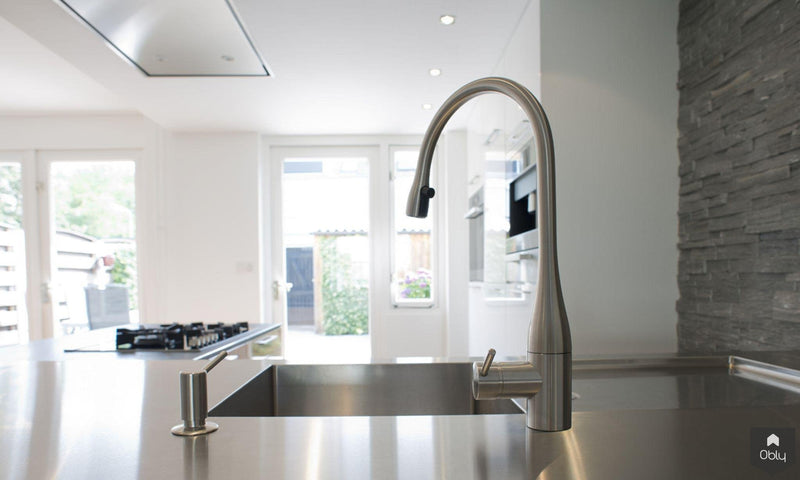 Ruime woonkeuken met Rvs werkblad cq. barblad-Keukenarchitectuur Midden Brabant-alle,Keuken-OBLY