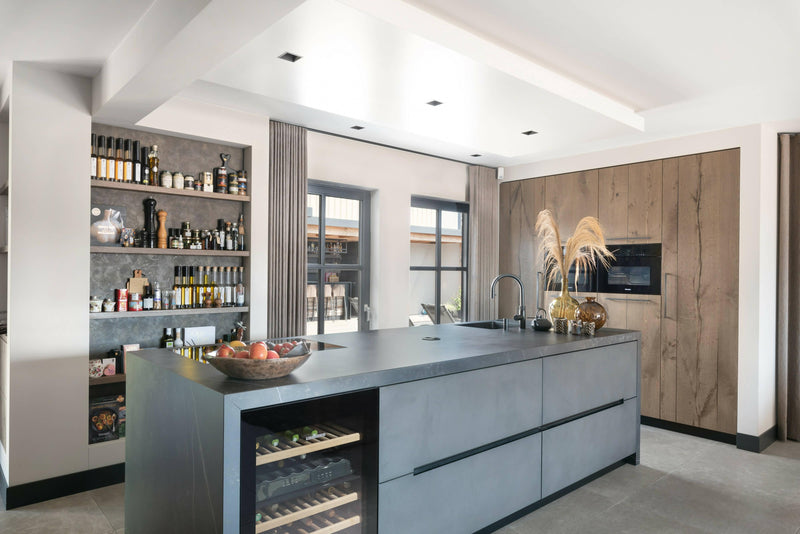 Sienna keuken met genoest fineer en betonfronten-Mereno-keuken-OBLY
