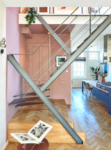 Stalen design trap monument-Frank Penders-architectonische trap,design trapconstructie,industriële interieurarchitectuur,moderne woningrenovatie,sculpturale trap,stalen designtrap,stalen maatwerktrap,woonkamer-Stalen design trap in monumentale woning -OBLY