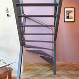 Stalen design trap monument-Frank Penders-architectonische trap,design trapconstructie,industriële interieurarchitectuur,moderne woningrenovatie,sculpturale trap,stalen designtrap,stalen maatwerktrap,woonkamer-Stalen design trap in monumentale woning -OBLY