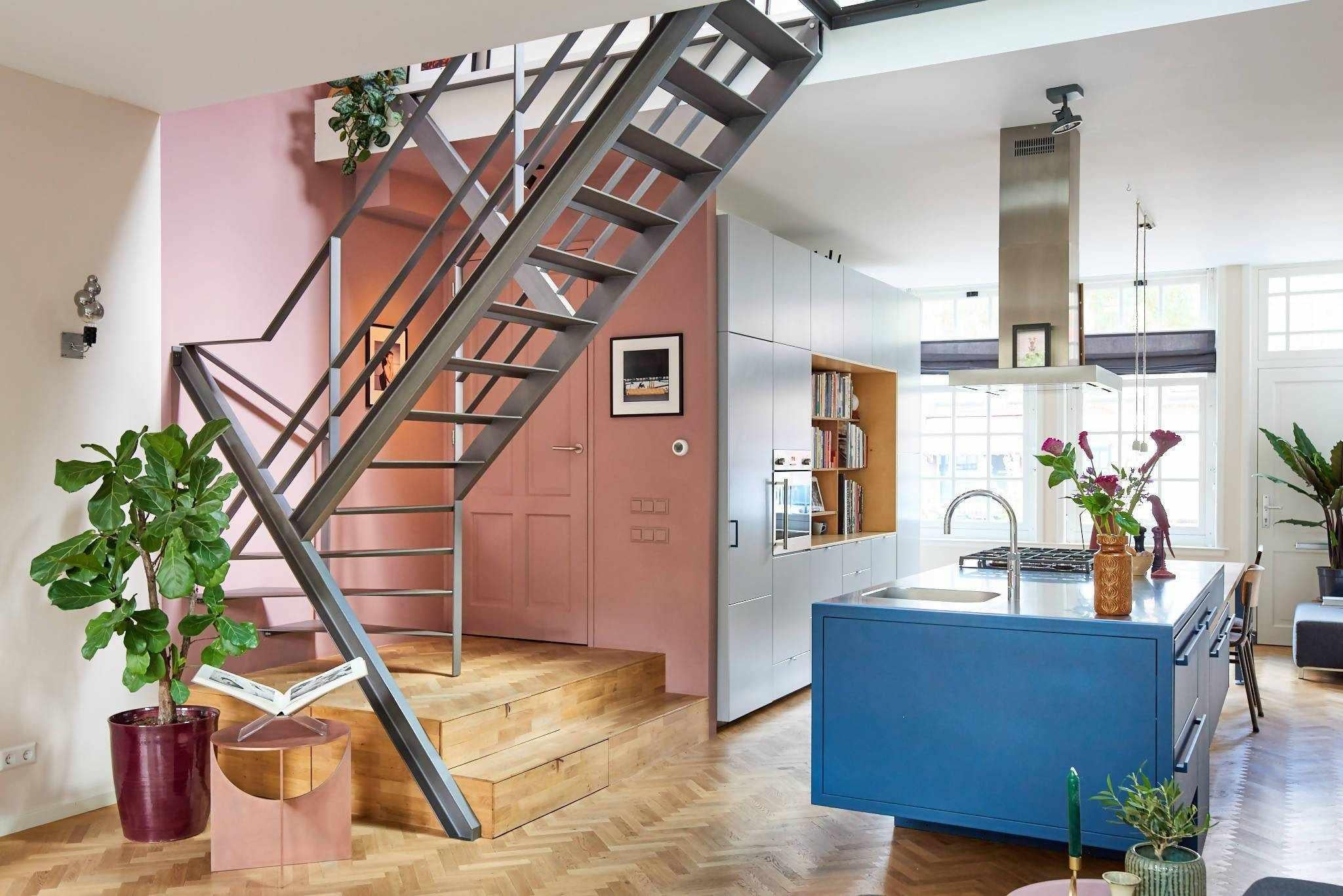 Stalen design trap monument-Frank Penders-woonkamer-Stalen design trap in monumentale woning -OBLY