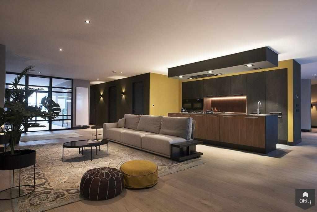 Stijlvolle keuken in blauwstaal en walnoot kleur-Kitchenstudio-alle,Keuken-OBLY