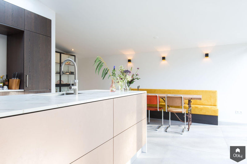 Stijlvolle leefkeuken met koperkleurig eiland-Keukenstudio Stormink-alle,Keuken-OBLY