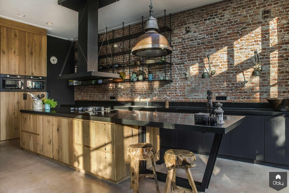 Stoere keuken in herenhuis-Maaike van Diemen Interieurontwerp-alle,bakstenen keukenmuur,industriële keuken ontwerp,keuken herenhuis,keuken renovatie herenhuis,maatwerk keuken staal hout,Projecten,stoere keuken-OBLY