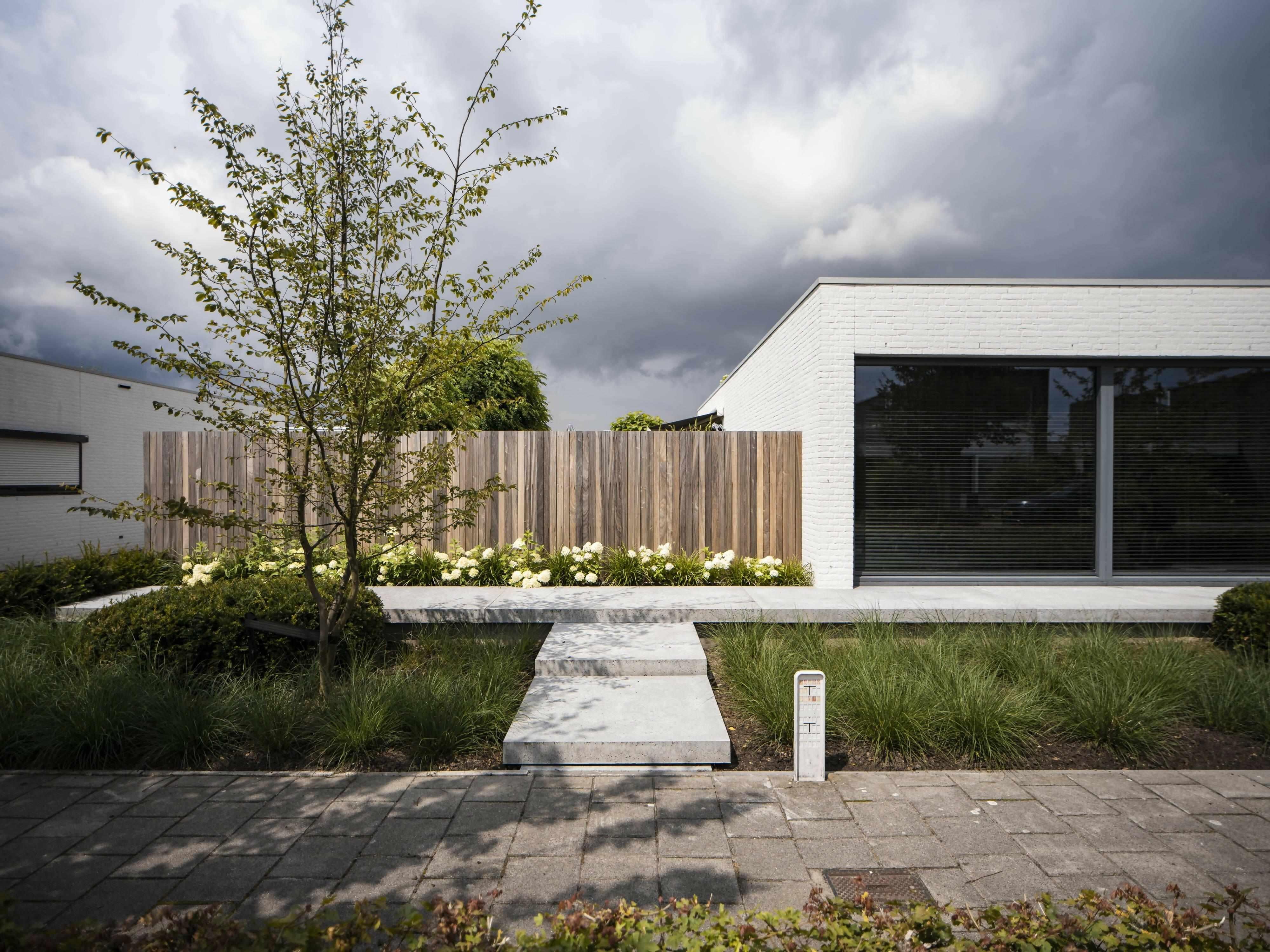 Strak entree moderne bungelow-Molengraaf Tuinen-entreebeplanting,luxevoortuin,minimalistischetuin,modernebungalow,modernewoning,strakketuin,Tuin,tuinarchitectuur,voortuinontwerp-Strak entree moderne bungelow-OBLY