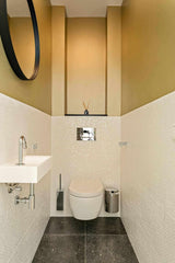 Strakke moderne inrichting-Stijn de Ruyter Interieurarchitectuur-badkamer ontwerp,contrast,hout,Interieur,interieur design,lichte kleuren,minimalistisch,modern interieur,moderne keuken,persoonlijke accenten,rvs keuken,tegels,warme materialen-Strakke moderne inrichting-OBLY