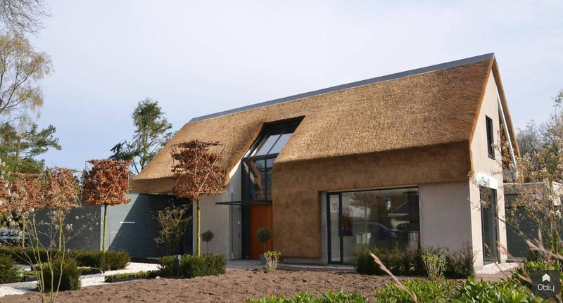 Totaalconcept rietgedekte villa - exterieur-Architectenbureau Drijvers Oisterwijk B.V.-alle, Exterieur vrijstaand, Vrijstaand-Totaalconcept rietgedekte villa exterieur | OBLY.com-OBLY