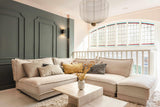 Totale renovatie woning met kantoor-Studio Lieke Sanders-alle,donkergroen interieur,kantoor aan huis,lichte afwerking,maatwerk keuken,modern interieur,sfeervolle verlichting,Slaapkamer,stijlvolle inrichting,travertin,warme tinten,woning renovatie,woon-werk combinatie,Woonkamer-Totale renovatie woning met kantoor -OBLY