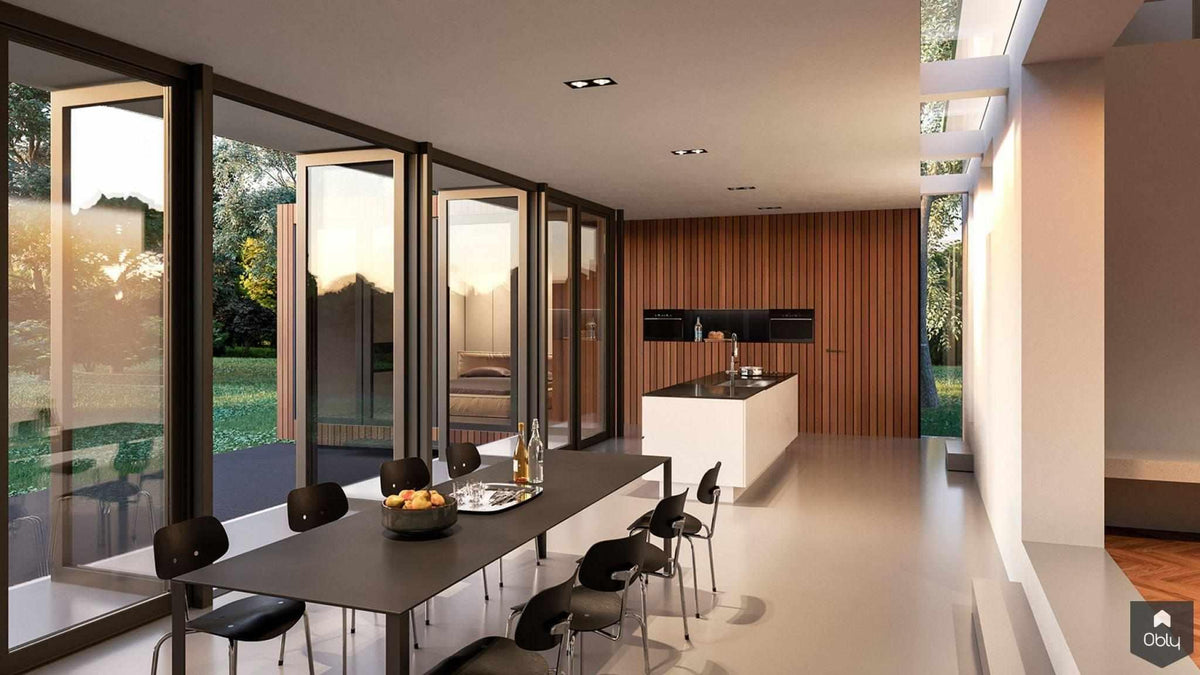 Verbouw en aanbouw woning uit 1928-Voorwinde Architecten-Aanbouw,alle,gevelbekleding,hout,L-vormige aanbouw,levensloopbestendig,moderne aanbouw,renovatie,transparantie,verbouw,Western Red Cedar,woning 1928-OBLY