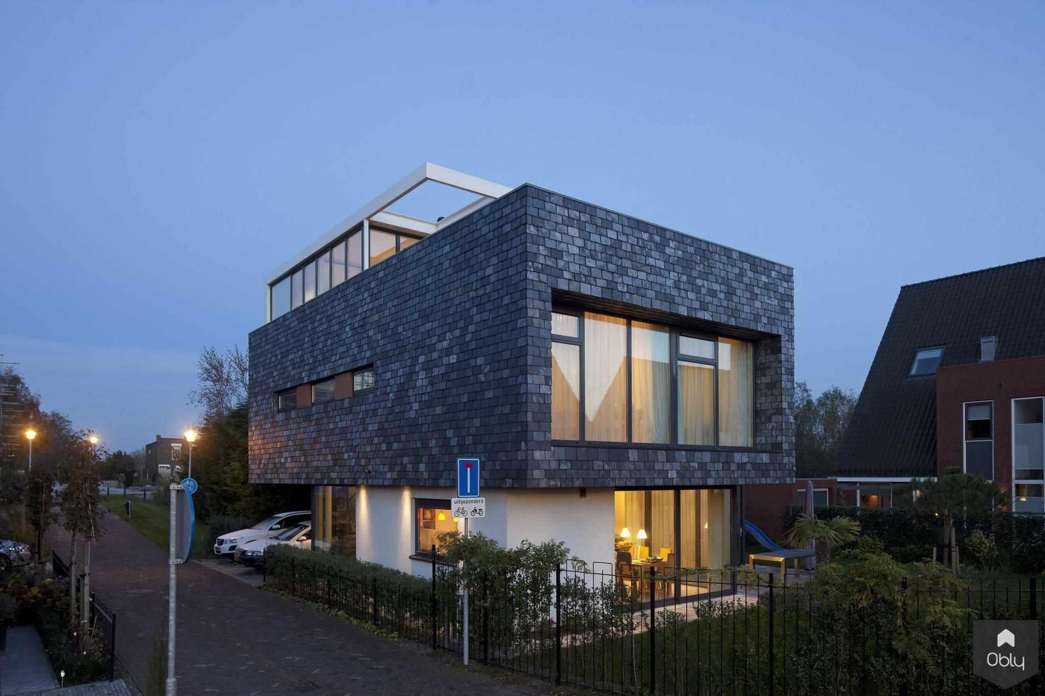 Villa Warista Silver Blue leisteen-HOYT Architecten & Bouwmanagers-alle,eigentijdse architectuur,Exterieur vrijstaand,leisteen gevel,luxe villa,moderne gevel,strakke woning,vrijstaande woning-OBLY