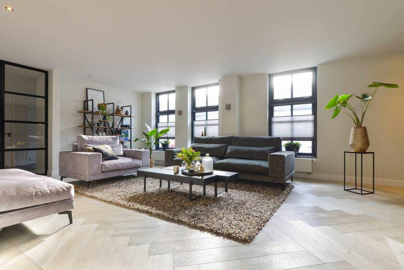 Visgraat vloer stoere afwerking-Pruysen Parket-Woonkamer-Visgraat vloer met stoere afwerking-OBLY