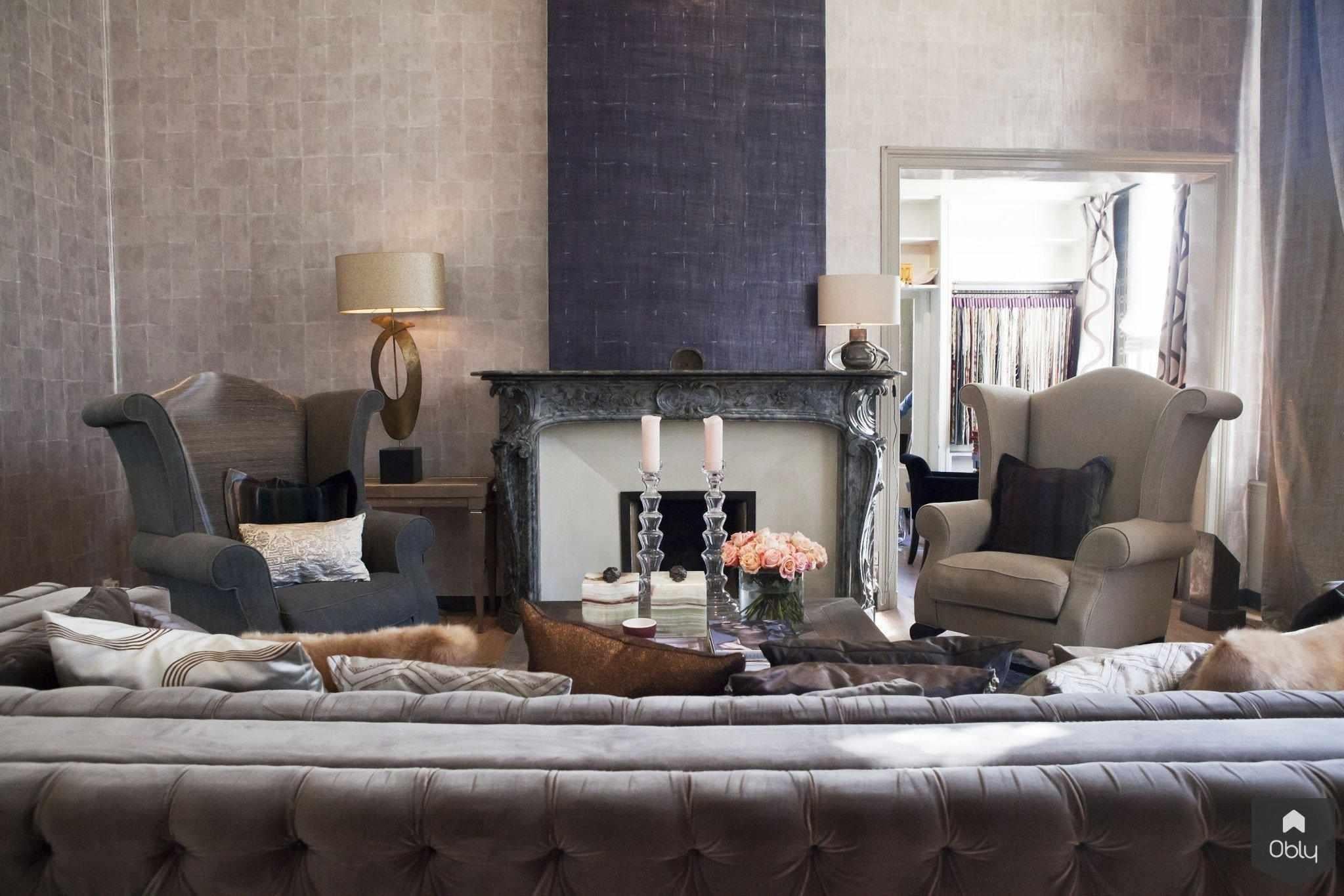 Woonkamer Loggere Wilpower-Loggere Wilpower-alle,Elegante woonkamer,Interieur met rijke materialen,Velours meubels,Woonkamer,Woonkamer met behang-OBLY