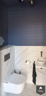 Badkamer met waterbestendig behang-Ijzersterk Interieurontwerp-alle, Badkamer-OBLY