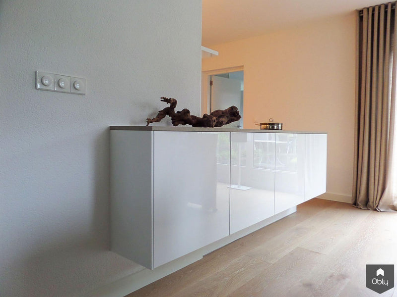 Hooglans lak keuken met glazen achterwand-Keukenarchitectuur Midden Brabant-alle, Keuken-OBLY