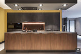Stijlvolle keuken in blauwstaal en walnoot kleur-Kitchenstudio-alle, Keuken-OBLY