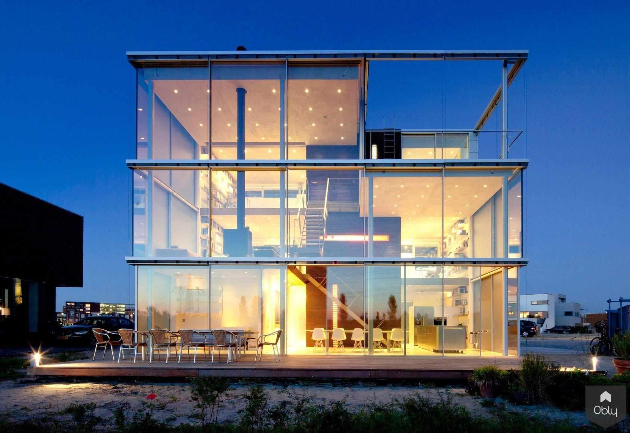 woonhuis Van Heeswijk IJburg Amsterdam-KELLER minimal windows® by Kumasol-alle,aluminium kozijnen,design villa,Exterieur,glazen woning,grote glaspartijen,lichtinval woning,minimalistische kozijnen,moderne architectuur,moderne villa glas,uitzicht woning,Woonkamer-OBLY