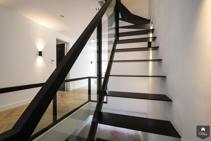 Zwevende stalen trap met glas-Van Bruchem Staircases-alle, Woonkamer-OBLY